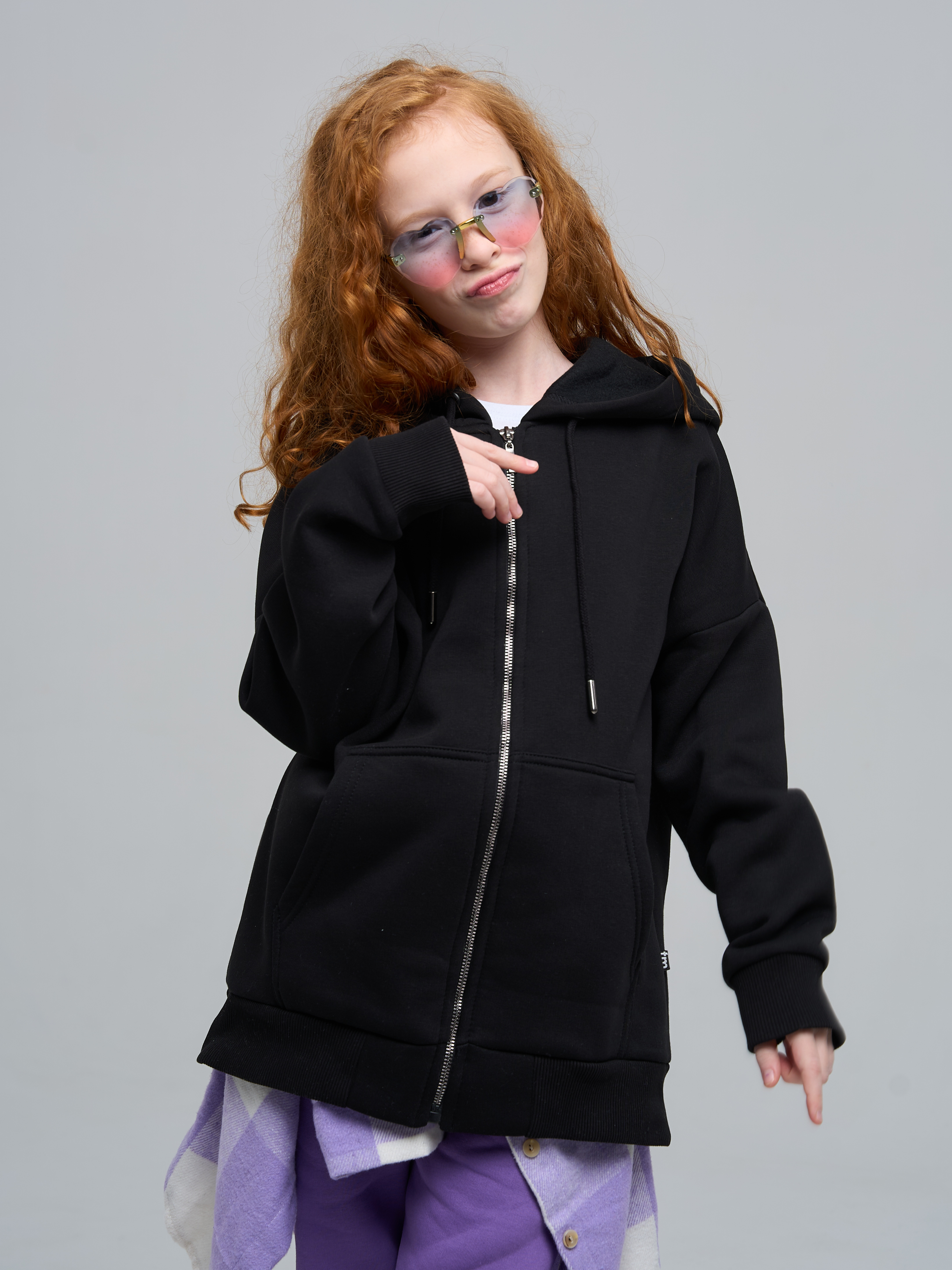 Зип худи оверсайз с начесом на молнии
